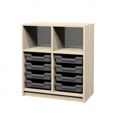 Полузатворен шкаф с рафтове.